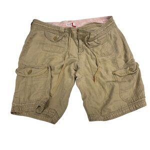 Women's knee length linen‎ Old Navy Khaki Cargo Shorts size 14 ultra low rise